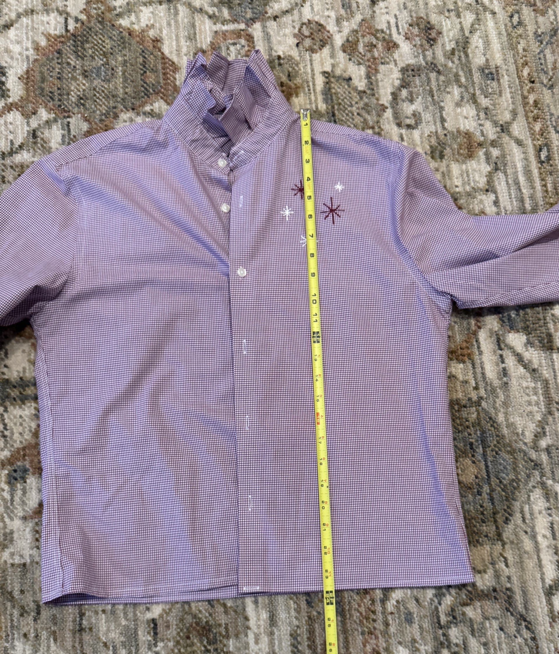 Reworked Vintage Men's Tommy Hilfger Ruffle Collar Shirt- S/M