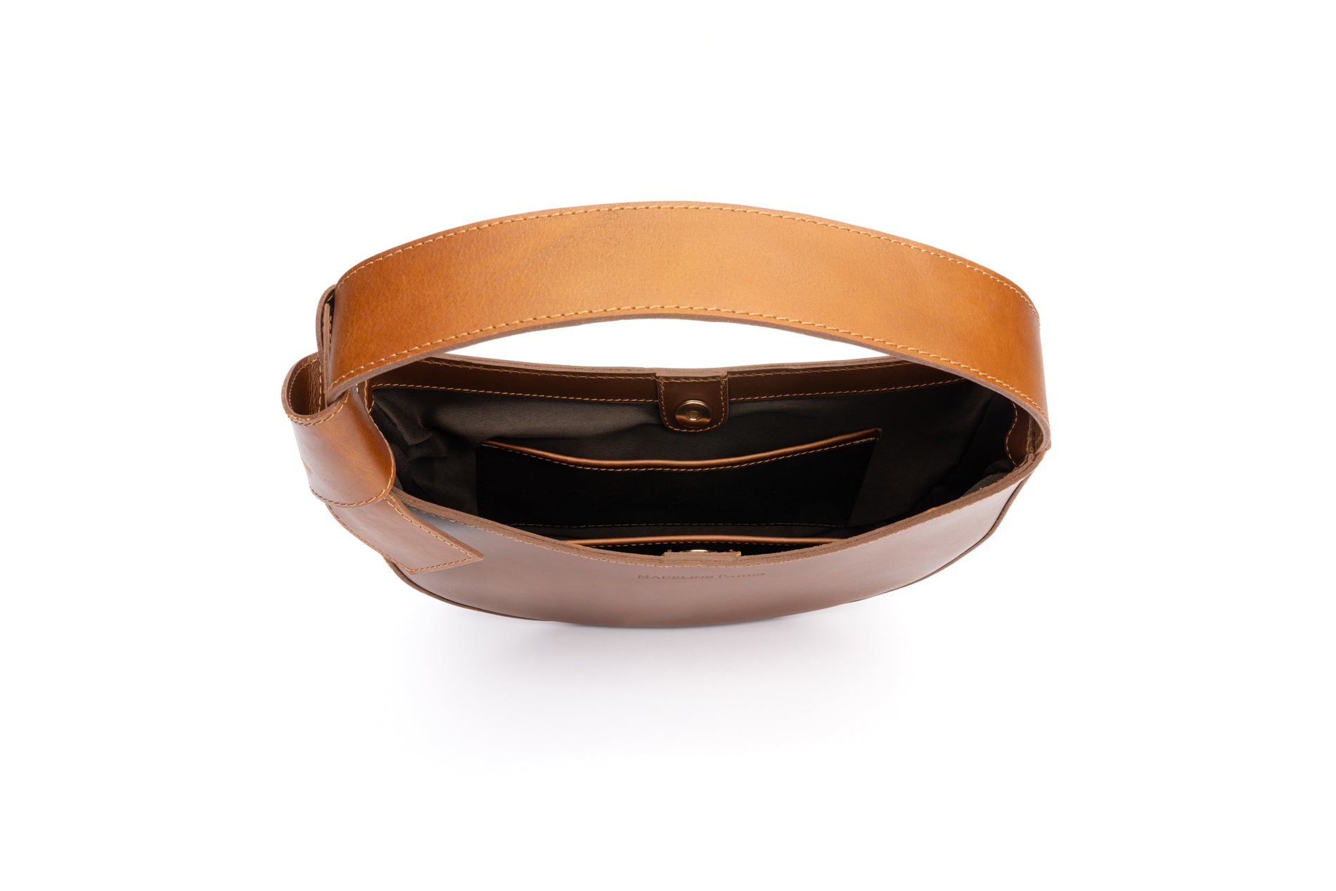 Stylish fashionable crescent shaped leather purse with bow