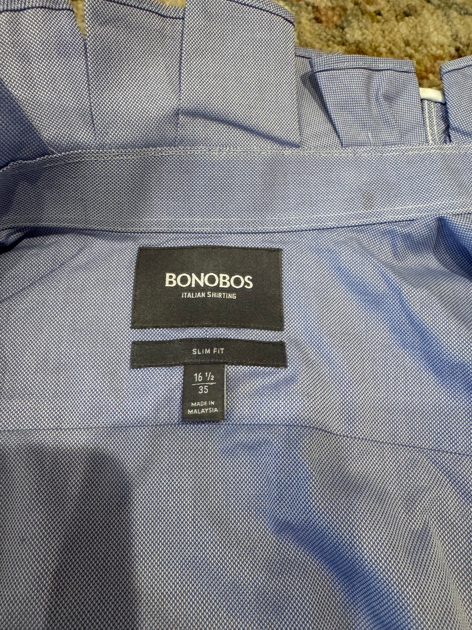 Reworked Vintage Men's Bonobos Ruffle Collar Shirt- M/L