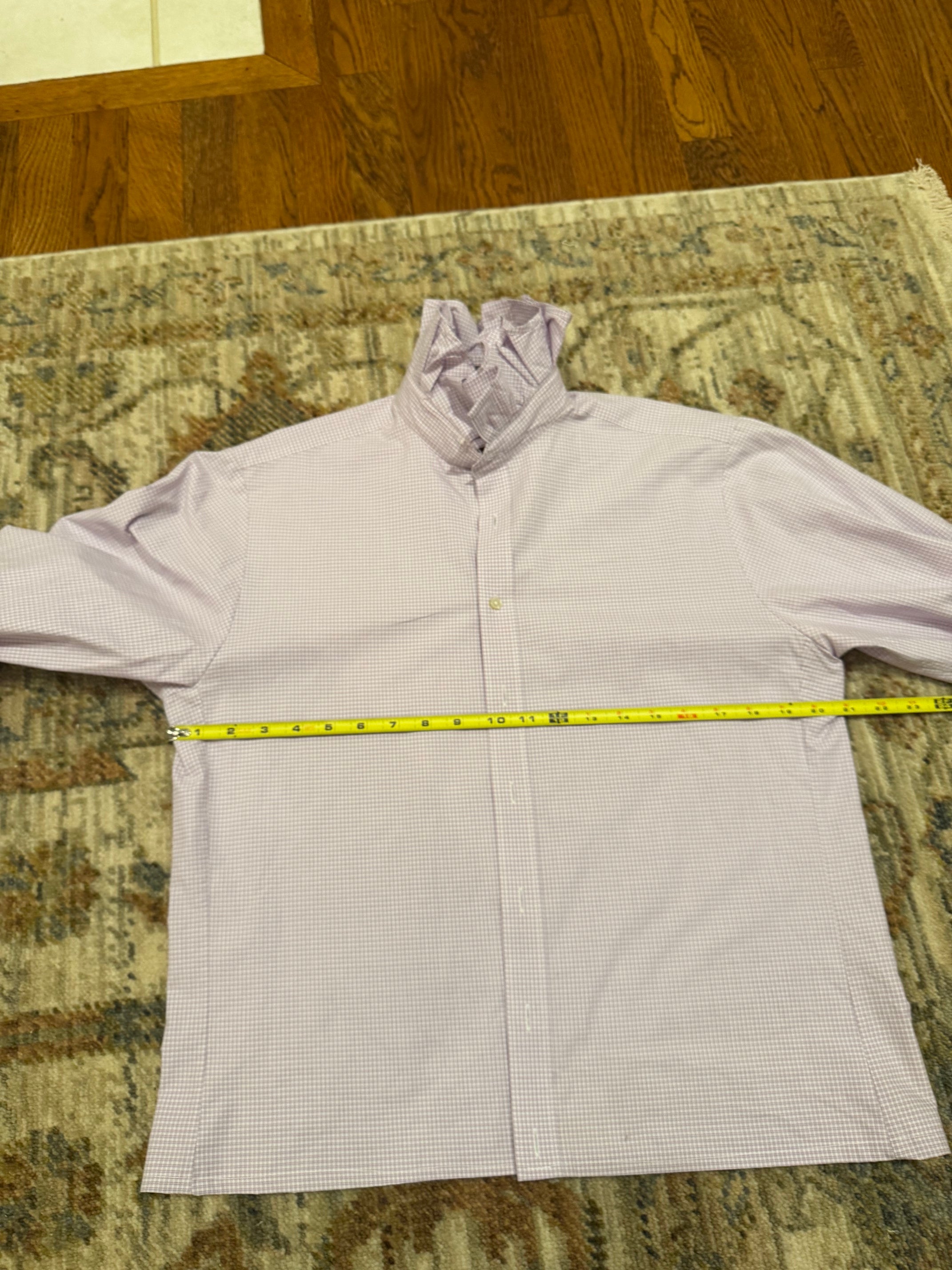 Reworked Vintage men's Thomas Pink Ruffle Collar Shirt-S/M