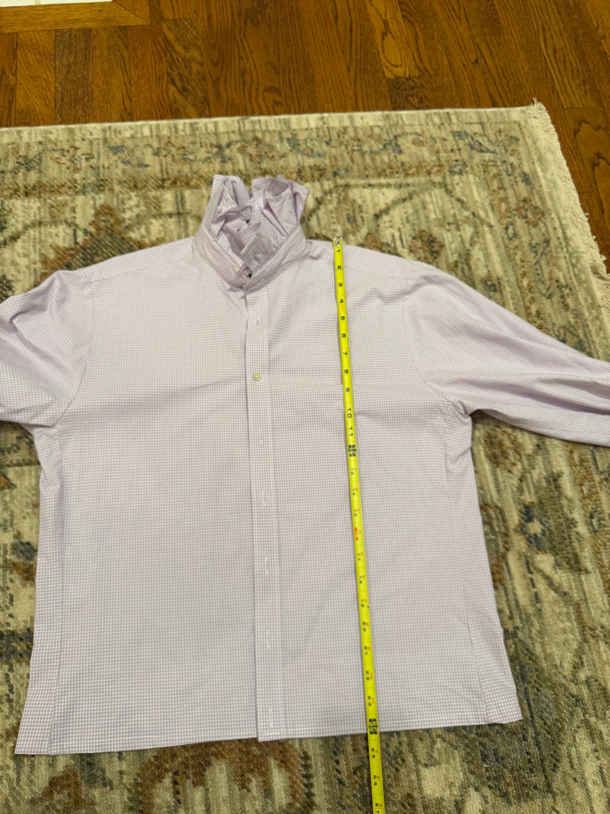 Reworked Vintage men's Thomas Pink Ruffle Collar Shirt-S/M