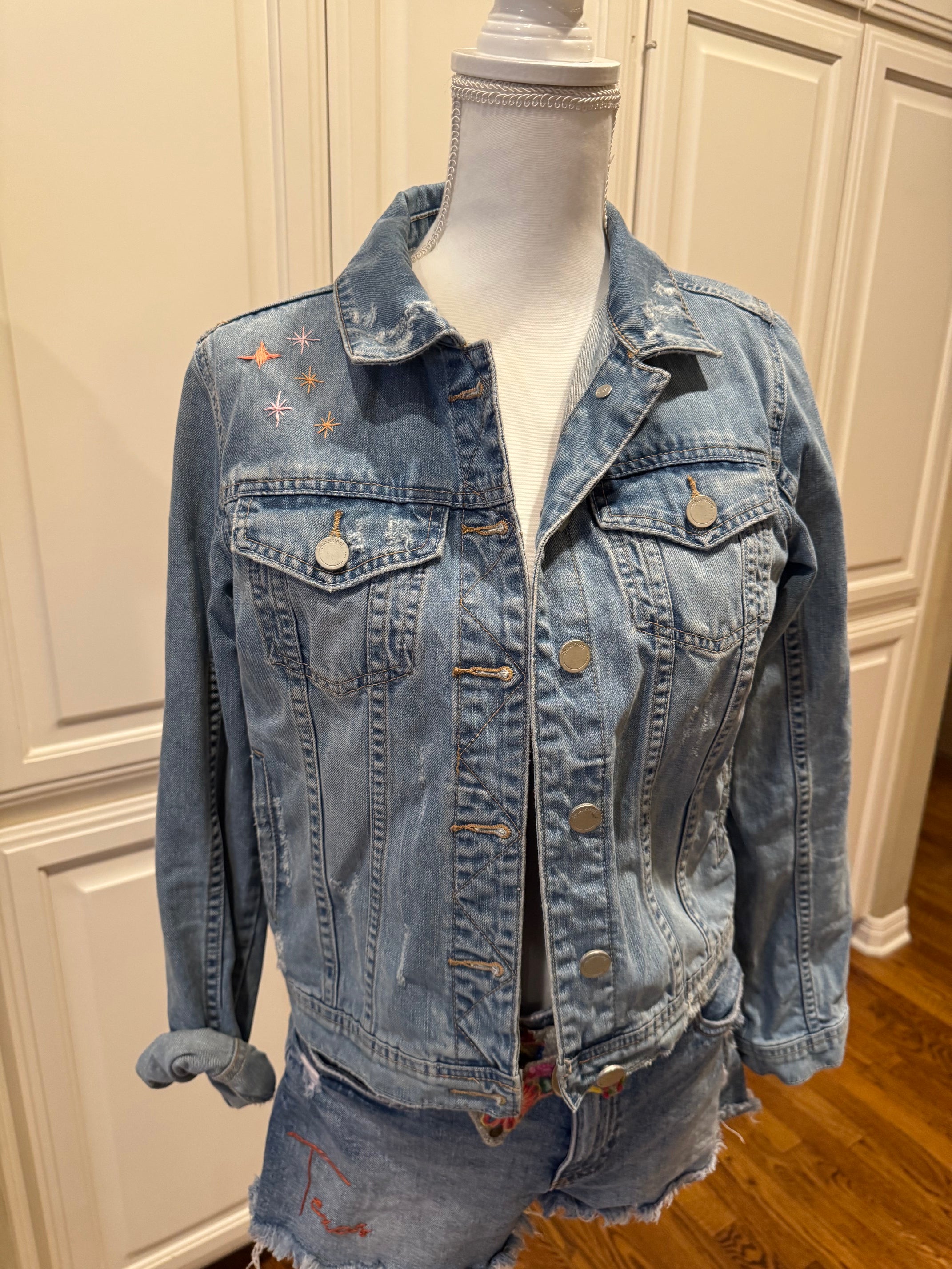 Reworked women's vintage denim jacket- Small