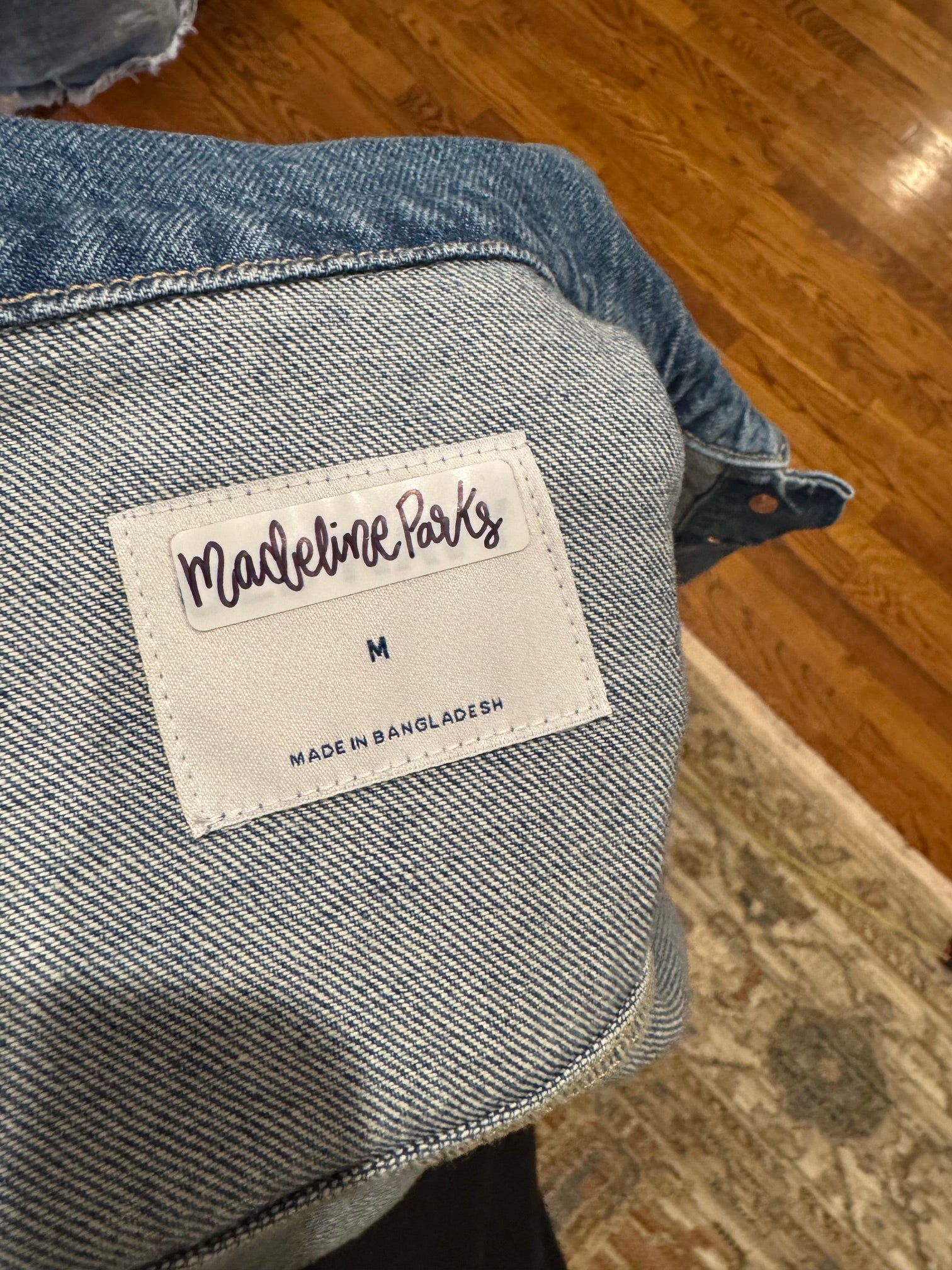 Maroon and White Hand Embroidered Denim Jacket
