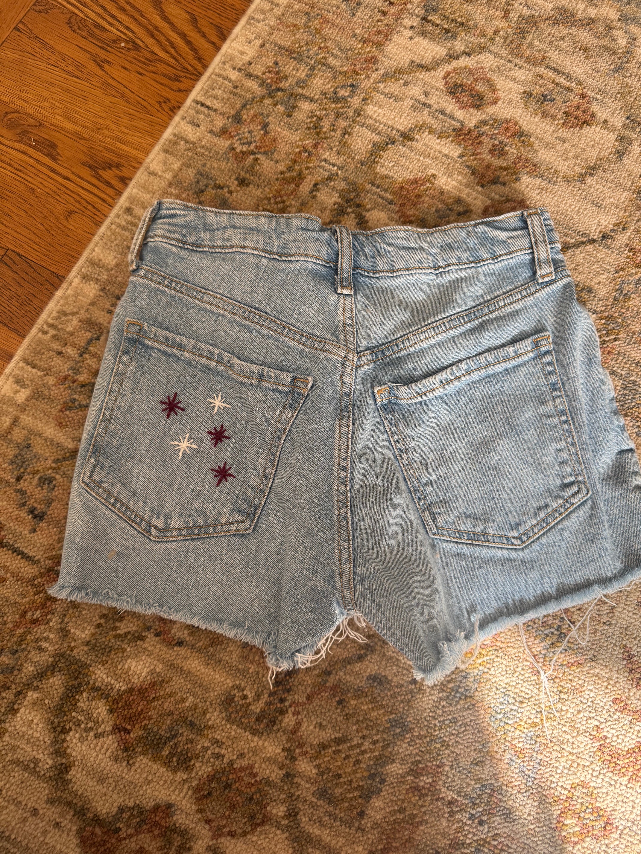 Vintage Old Navy Hand Embroidered Denim Cutoffs- Size 2