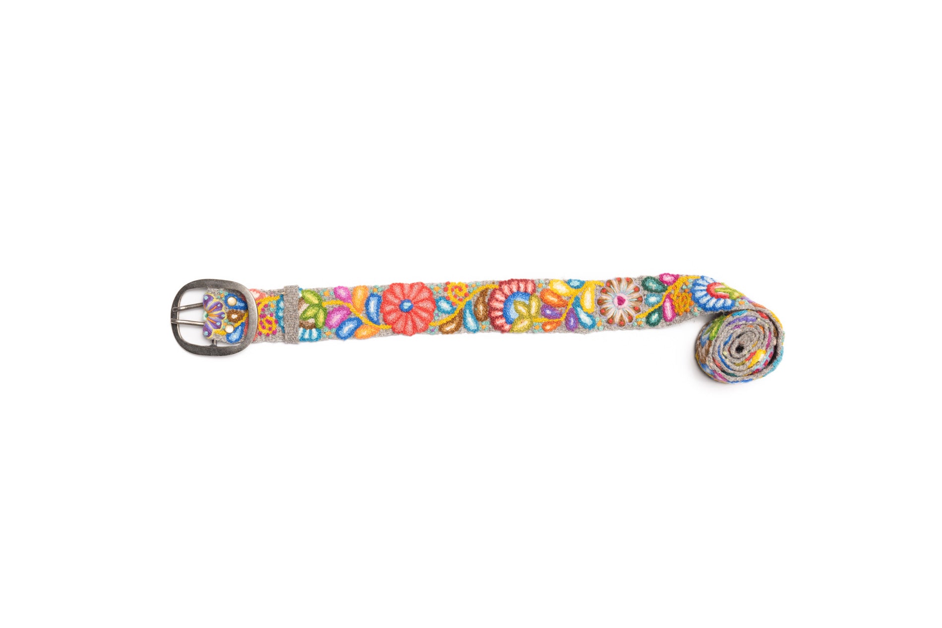 Bright Embroidered Belt with Colorful Florals